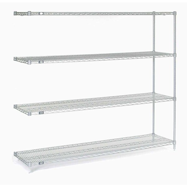 Nexel 5 Tier Silver Epoxy Wire Shelving Add-On Unit, 72W x 24D x 86H A24728EP5 - main
